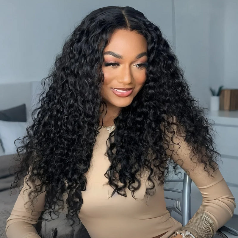 $199=28'' | Pre Everything Water Wave 6x4 / 13x6 Lace Frontal Glueless Wigs Invisible Drawstring HD Transparent Lace Wig Flash Sale-Amanda Hair