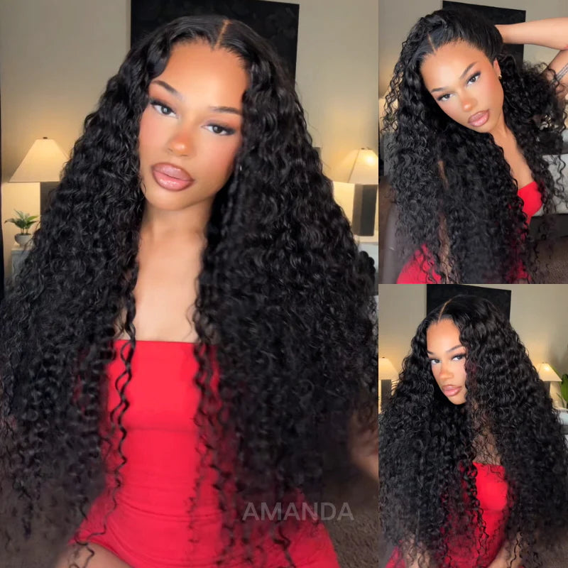 Bogo Flash Sale| Pre Everything Long Curly Hair 13x4 Lace Frontal Wig + Ombre Medium Blonde Glueless Clear Transparent 6×4 Lace Closure Wig