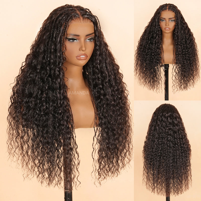 Glueless Exquisite Long Loose Curls with Braided Parting 7x5 / 13x4 HD Transparent Lace Human Hair Wig-Amanda Hair