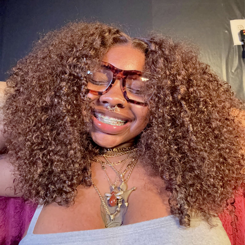 Amanda 300% Density 7x5/13×6 HD Glueless Lace Deep Curly Wig | Ombre Brown & Dark Reddish Brown