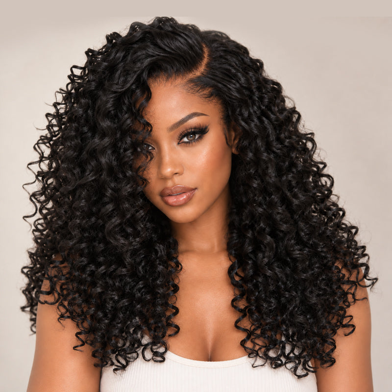 Amanda 300% Density C part Loose Deep Curls Wig With Wear & Go Glueless Human Hair Wigs