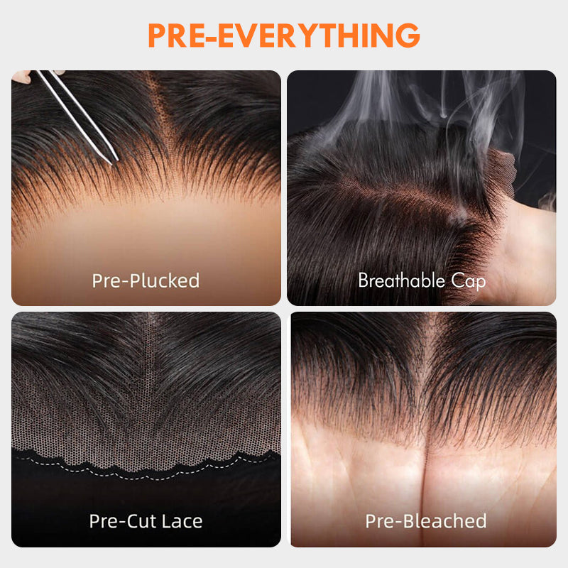 Amanda 300% Density Luxury Custom 13x6 Glueless Bouncy Crimp Wavy With Drawstring Super Double Drawn Virgin Human Hair Lace Wig
