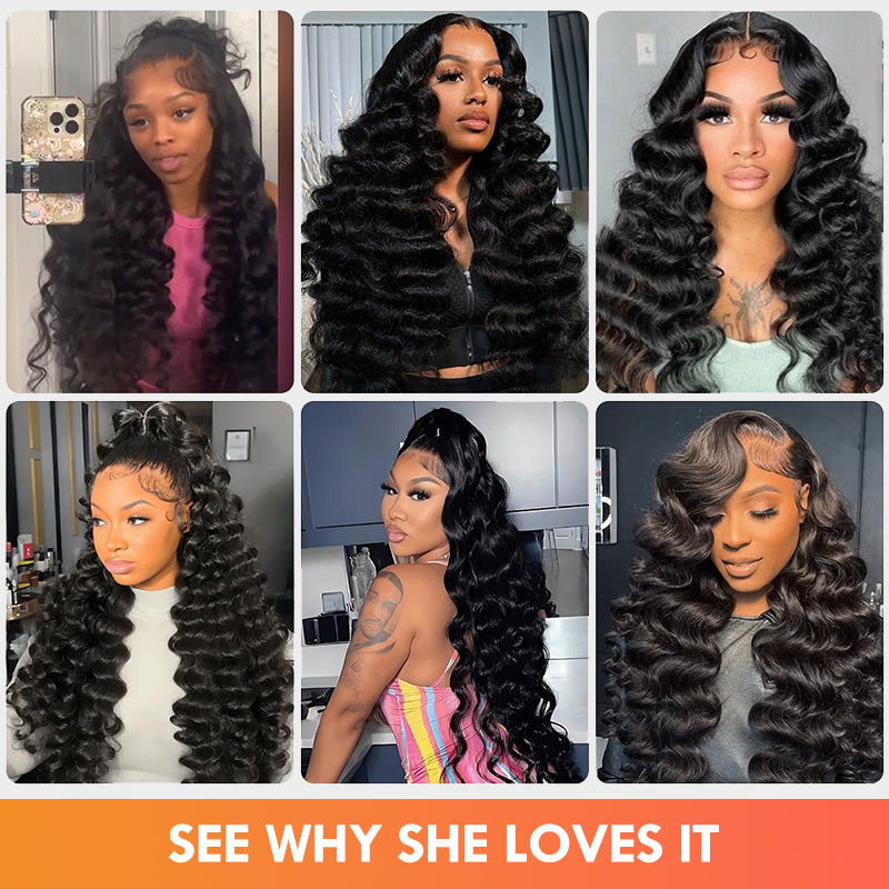 Amanda 300% Density Luxury Custom 13x6 Glueless Bouncy Crimp Wavy With Drawstring Super Double Drawn Virgin Human Hair Lace Wig