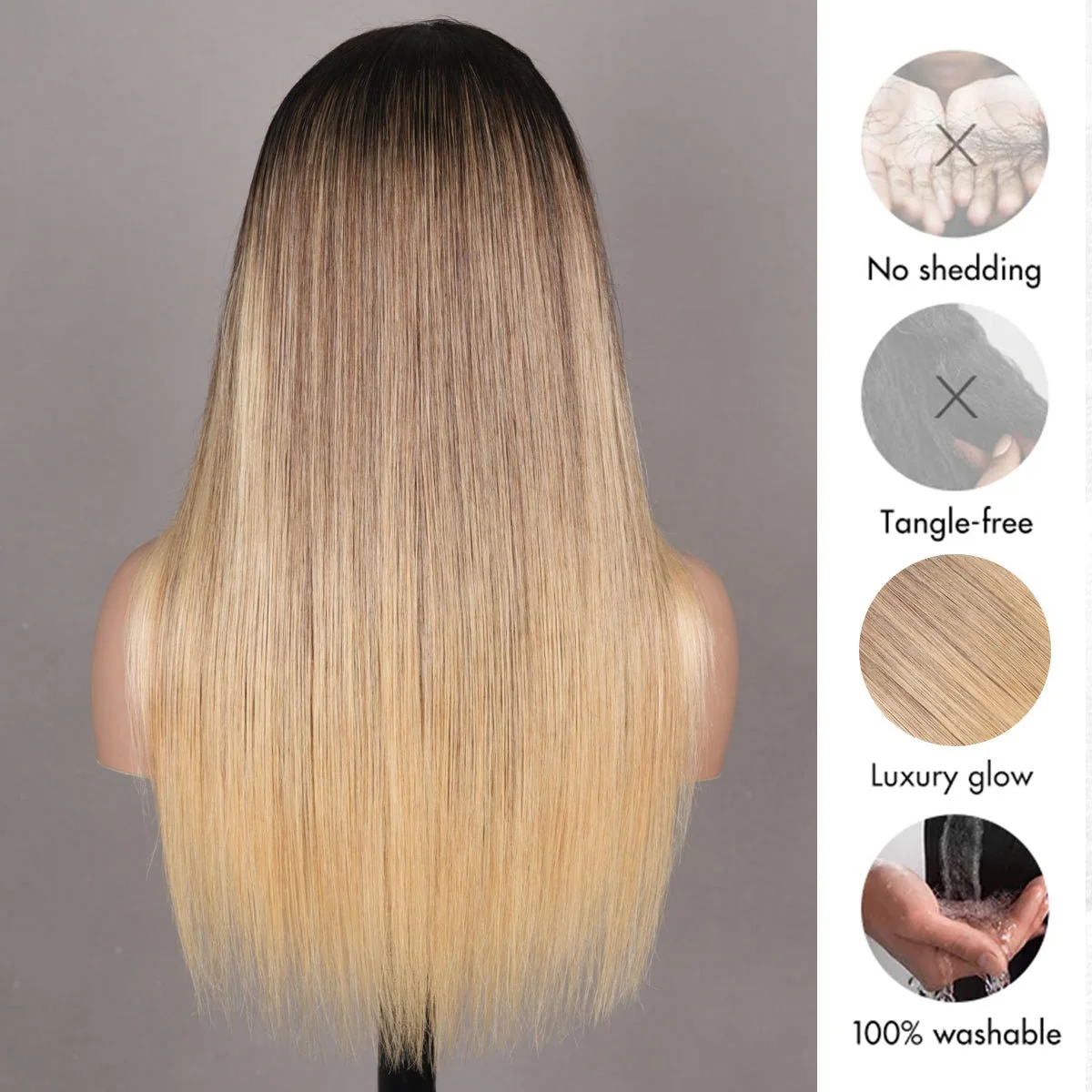 Amanda 300% Density Pre Everything Honey Blonde Ombre Balayage Straight 13x6 Full Lace Frontal Glueless Human Hair Wig