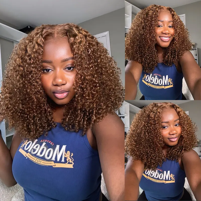 Amanda 7x5/13×6 HD Glueless Lace 300% Density Deep Curly Wig | Ombre Brown & Dark Reddish Brown