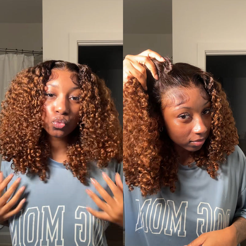 Amanda 7x5/13×6 HD Glueless Lace 300% Density Deep Curly Wig | Ombre Brown & Dark Reddish Brown