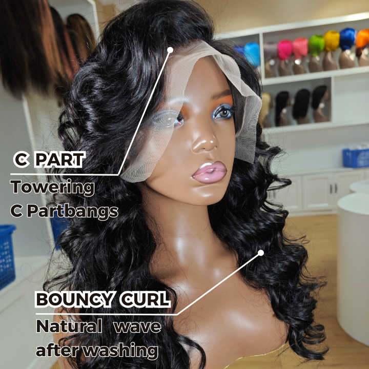 Glueless Body Wave C part HD Lace Wig Pre Bleached Knots Graceful Natural Human Hair Wigs 180% Density-Amanda Hair