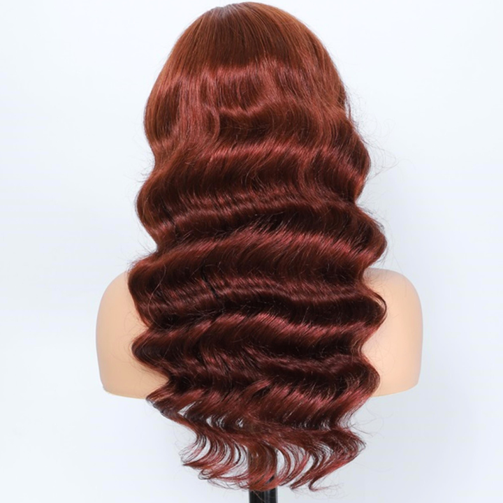 Human Hair Reddish Brown Body Wave Lace Front Color Wigs-Amanda Hair