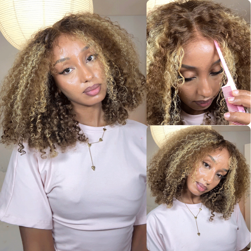 Amanda Luxury 7x5 Burmese Curly Brown Balayage Highlight Color Glueless HD Lace Human Hair Wig Flash Sale