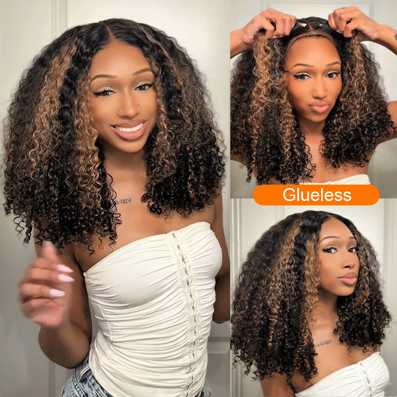 Amanda Luxury 7x5 Burmese Curly Brown Balayage Highlight Color Glueless HD Lace Human Hair Wig Flash Sale