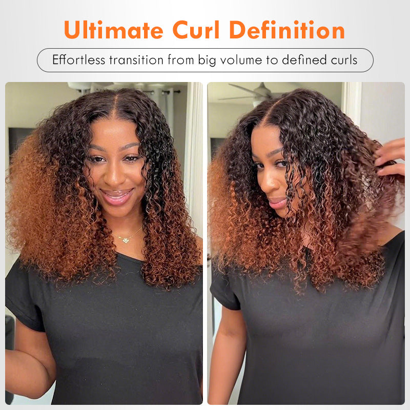 Amanda Ombre Brown Double Drawn 7x5/13×6 HD Glueless Lace Kinky Curly Wig