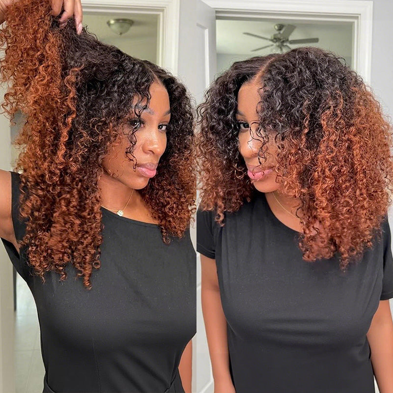 Amanda Ombre Brown Double Drawn 7x5/13×6 HD Glueless Lace Kinky Curly Wig