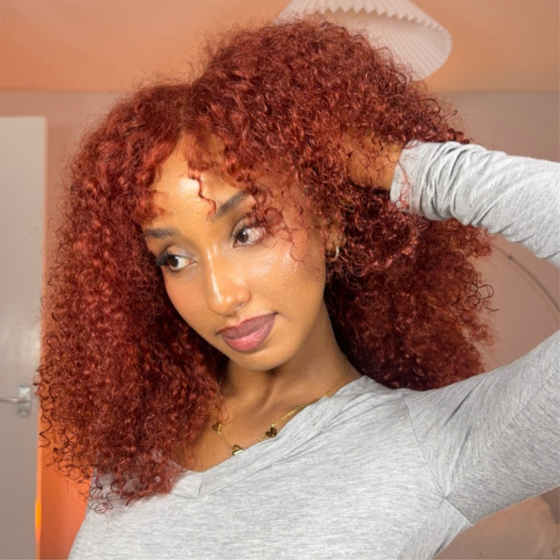Amanda 300% Density 7x5/13×6 HD Glueless Lace Deep Curly Wig | Ombre Brown & Dark Reddish Brown