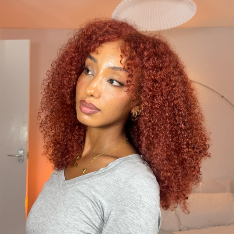 Amanda 300% Density 7x5/13×6 HD Glueless Lace Deep Curly Wig | Ombre Brown & Dark Reddish Brown