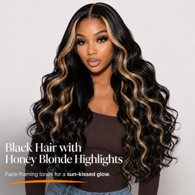 Amanda Wear & Go Blonde Highlights 3D Loose Wave Glueless Full Lace Front Virgin Human Hair