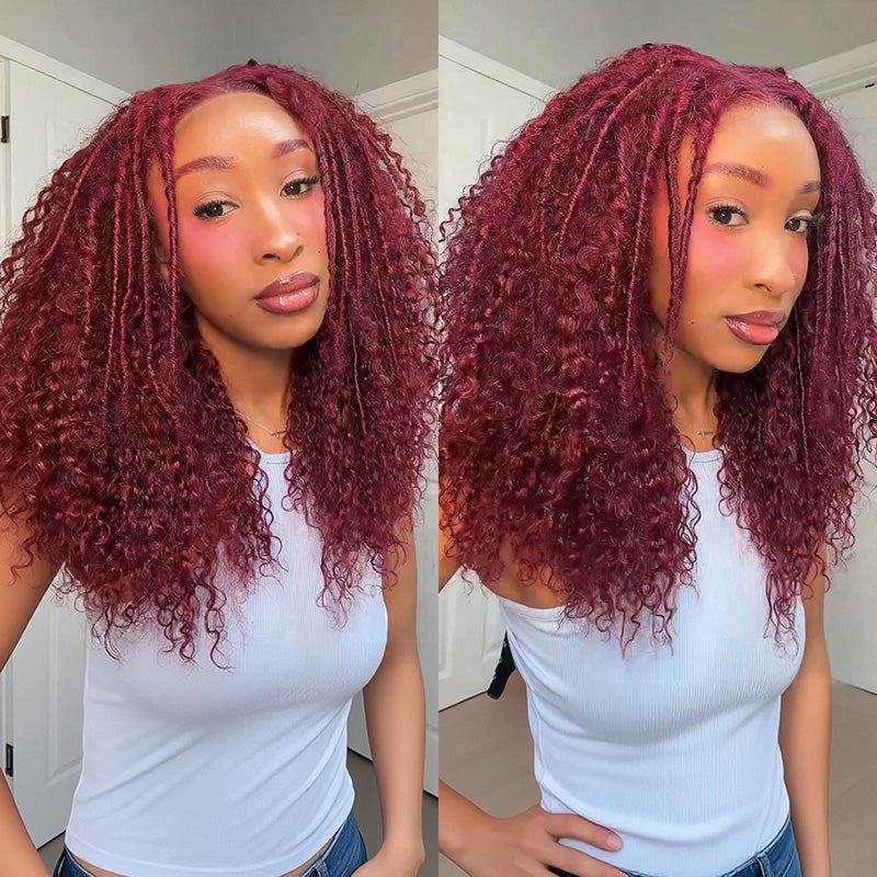 Amanda 7x5 Bohemian Curly Glueless Wig HD Lace 300% Density | Honey Blonde & Red Wine