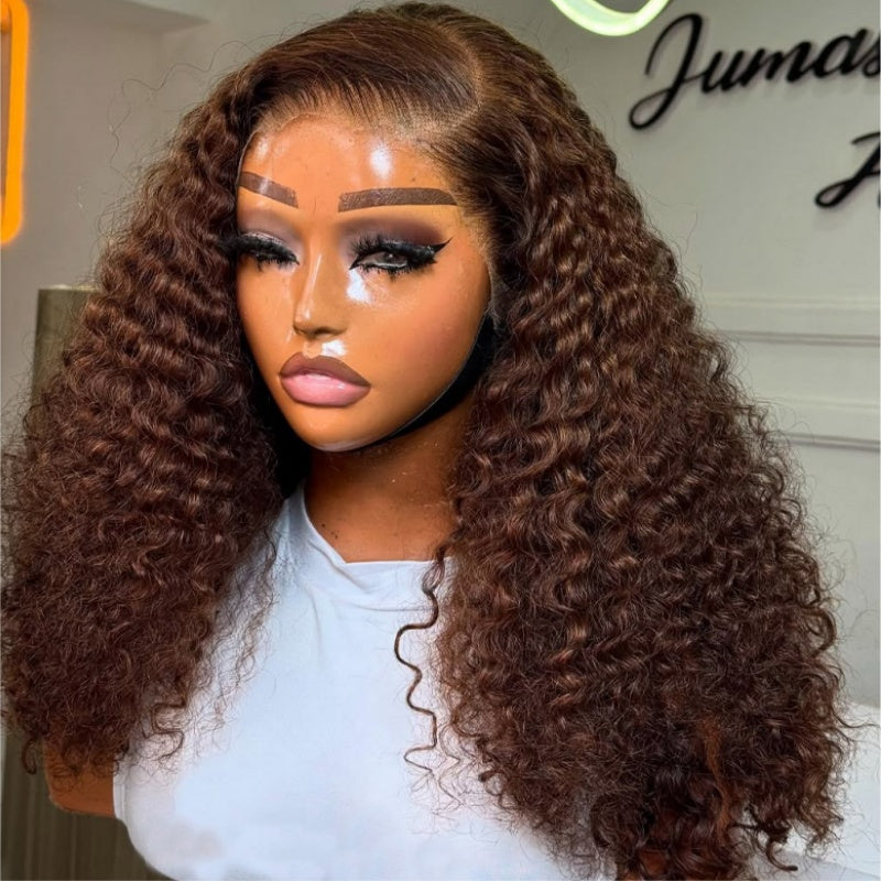 Pelucas de onda suelta sin cola Cabello humano virgen 4 * 4/13 * 4 Peluca frontal de encaje HD transparente Línea de cabello prearrancada - Amanda Hair 