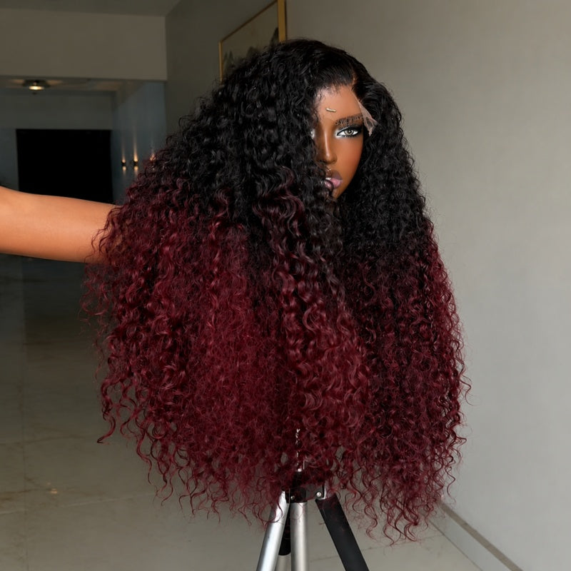 Amanda 300% Density Luxury custom wigs Glueless 13x4 Full Lace Front  Curly Wigs Virgin Human Hair Transparent Lace Front Wig Super Double Drawn Level