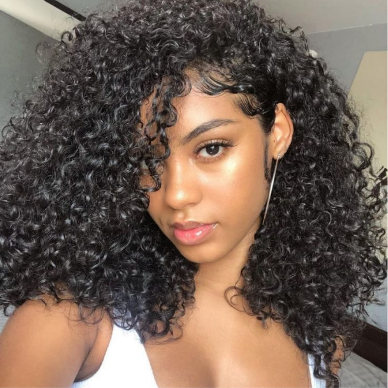 3 In 1 Half Wig | Double Drawn Glueless Curly Human Hair Wig With Drawstring