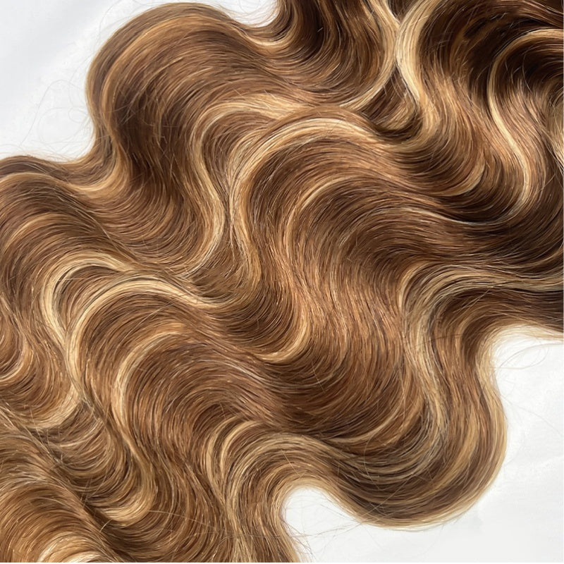 Body Wave Feather Crochet Human Hair for Miracle Knots Boho Braids | Honey Blonde & Brown Highlights