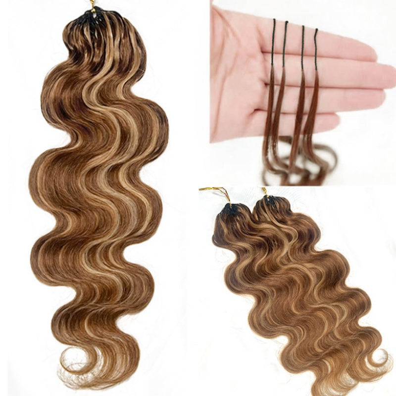 Body Wave Feather Crochet Human Hair for Miracle Knots Boho Braids | Honey Blonde & Brown Highlights