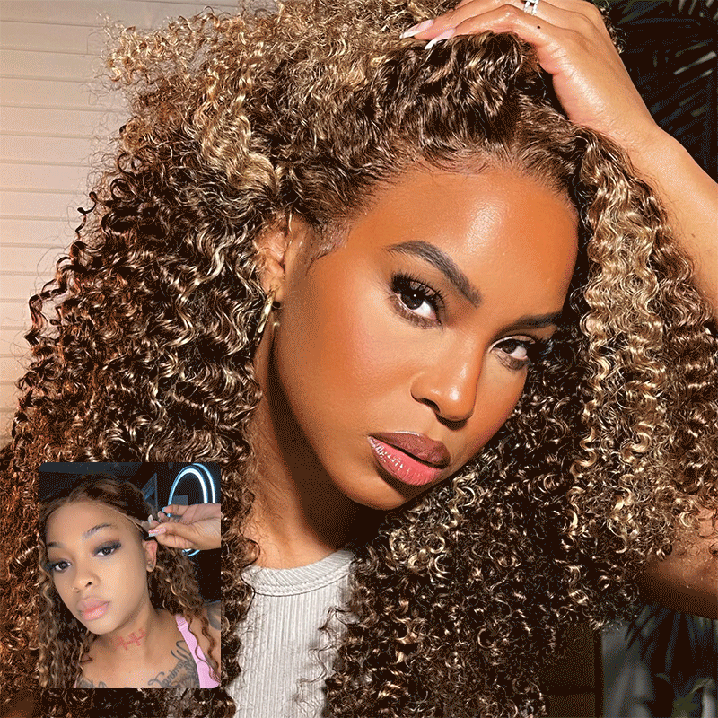 Amanda Glueless Thick Fluffy Afro Curly Human Hair 7x5 / 13x4 Invisiable Lace Wig Flash Sale