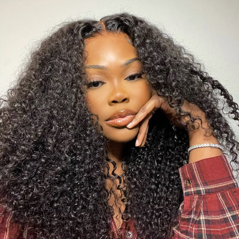 Amanda Glueless Thick Fluffy Afro Curly Human Hair 7x5 / 13x4 Invisiable Lace Wig Flash Sale