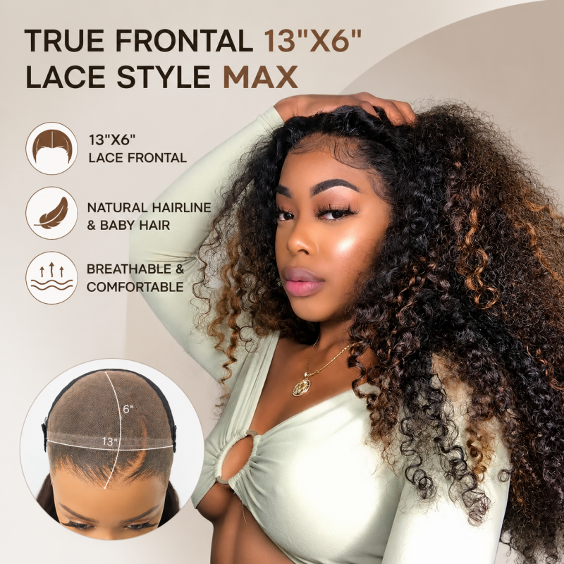 Amanda 7x5/13×6 HD Glueless Lace 300% Density Deep Curly Wig | Ombre Brown & Dark Reddish Brown