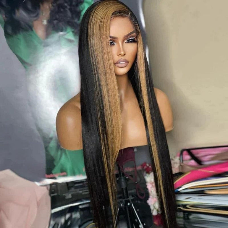 Highlight Light Brown Short Bob Straight Glueless Lace Wig 13 * 4/4 * 4 Brésilien Huaman Hair-Amanda Hair