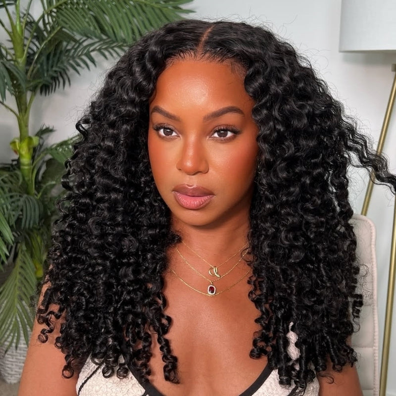 Burmese Curly Spiral Curls End Glueless 13x6 Lace Wig Flexible Fit Drawstring Put On And Go Natural Hairline  - Amanda Hair