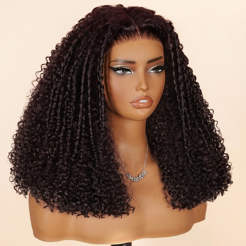 Burmese Kinky Curly Dark Purple Glueless 13x4 HD Transparent Full Lace Frontal Human Hair Wig - Amanda Hair