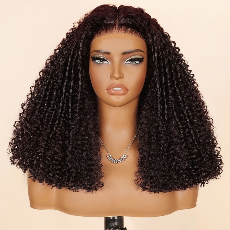 Burmese Kinky Curly Dark Purple Glueless 13x4 HD Transparent Full Lace Frontal Human Hair Wig - Amanda Hair