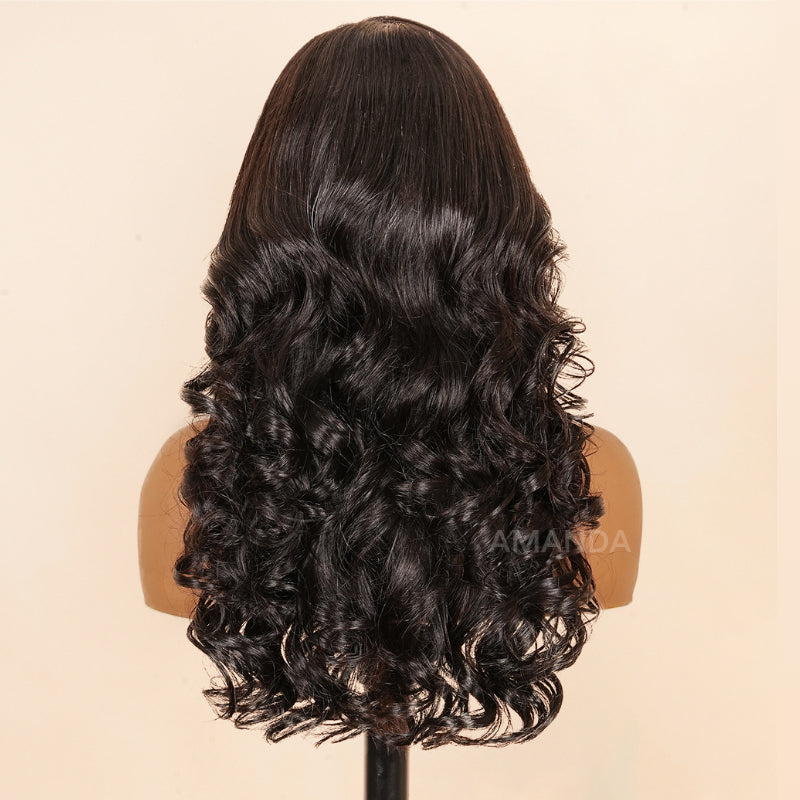 300% Density Side Part Body Wave Glueless 7x5/13x6 Lace Wig Natural Color Put On And Go - Amanda Hair