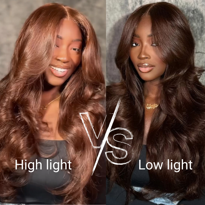 Chocolate Brown Human Hair Full Density Glueless Lace Closure/Front Colored  Loose Wave Wig- Amanda Hair