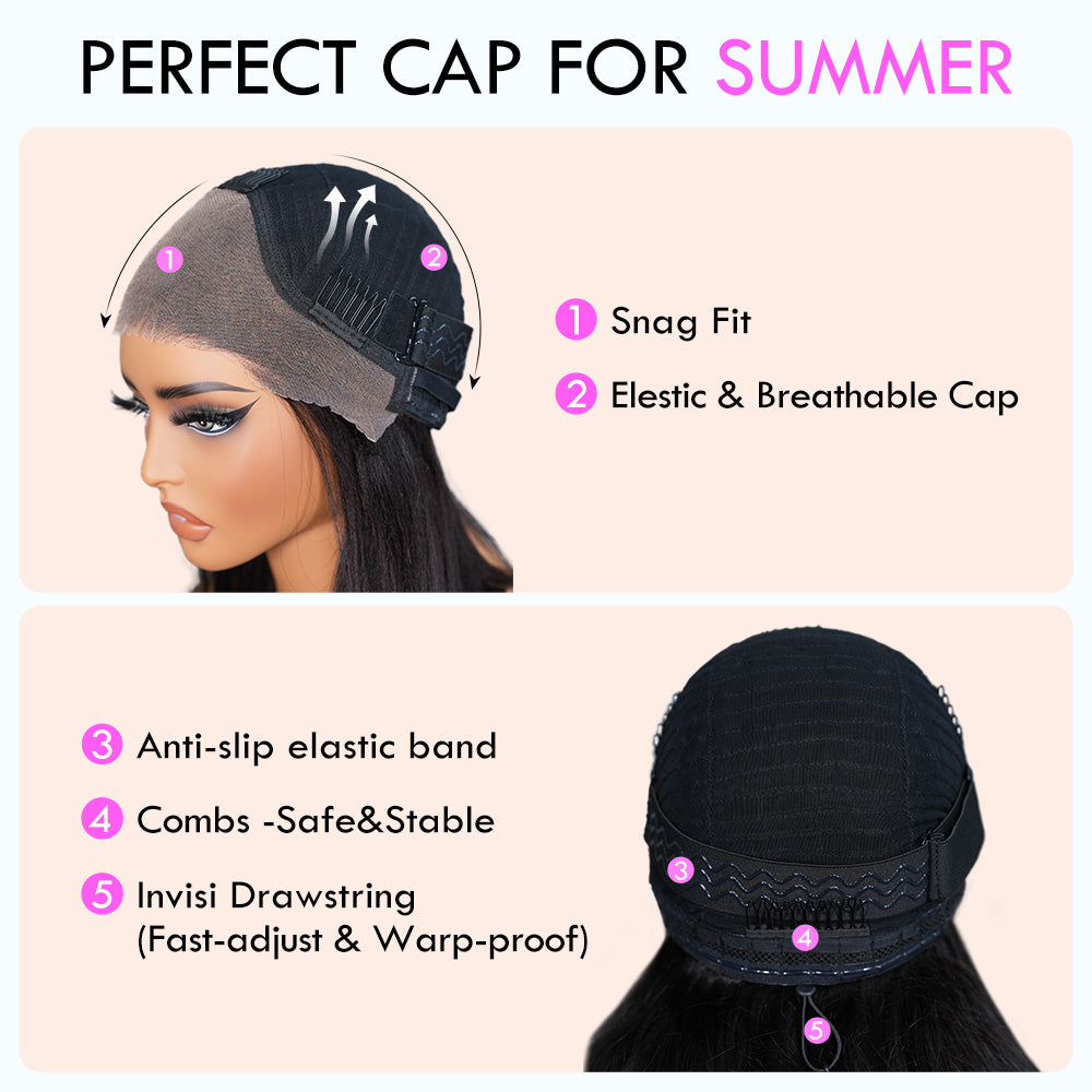 Glueless Loose Wave Lace Front Wigs with Curtain Bangs Clear Transparent HD Lace Nature Wave Wig Flash Sale-Amanda Hair