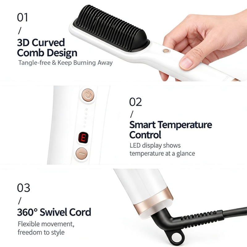 Free Gift  Hair Straighten Comb with Smart Temperature Control & Anti-Frizz Technology( Not valid if purchased separately)