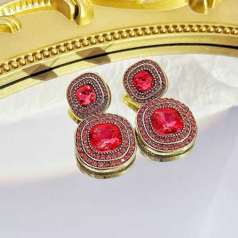 Free Gift Luxury Vintage Pink Crystal Square Drop Earrings for Women ( Not valid if purchased separately)