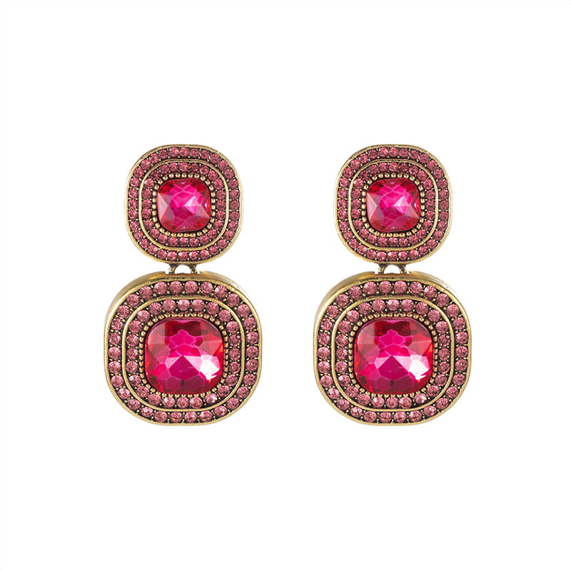 Free Gift Luxury Vintage Pink Crystal Square Drop Earrings for Women ( Not valid if purchased separately)