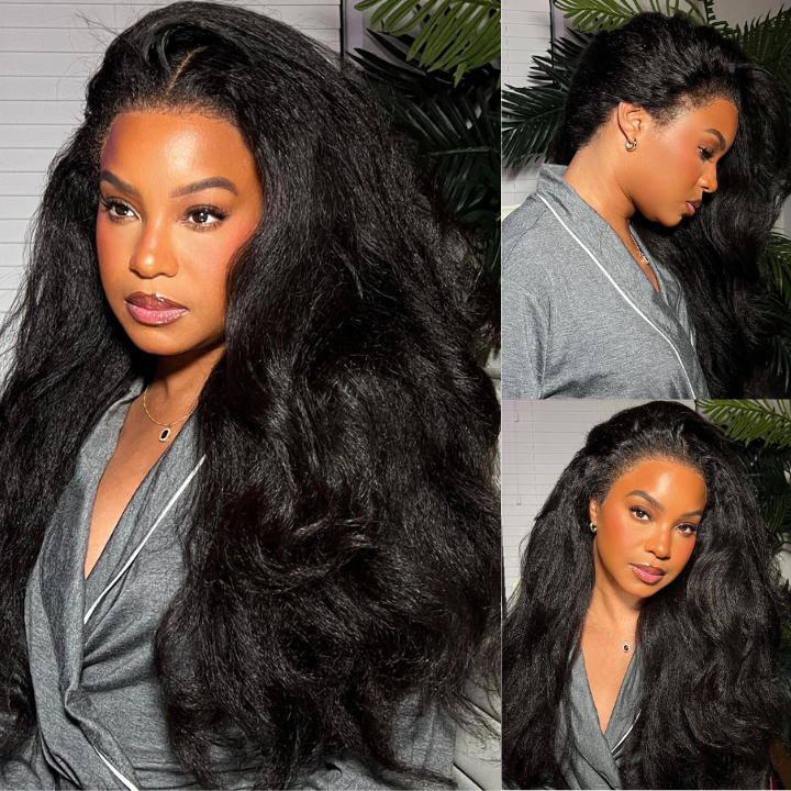 Glueless 360 Lace Frontal Best Real Hair Kinky Straight Wig For Ponytail-Amanda Hair