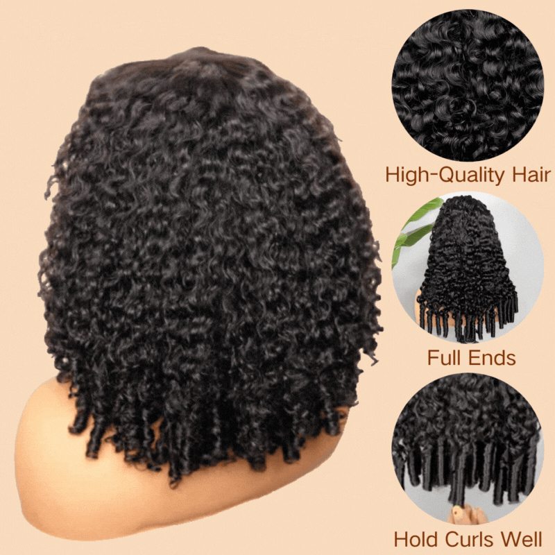 3 In 1 Half Wig Burmese Curly Spiral Curls End Glueless Flexible Fit Drawstring Put On And Go Flash Sale - Amanda Hair
