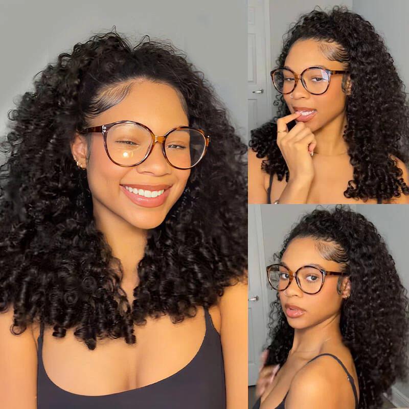 3 In 1 Half Wig Burmese Curly Spiral Curls End Glueless Flexible Fit Drawstring Put On And Go Flash Sale - Amanda Hair