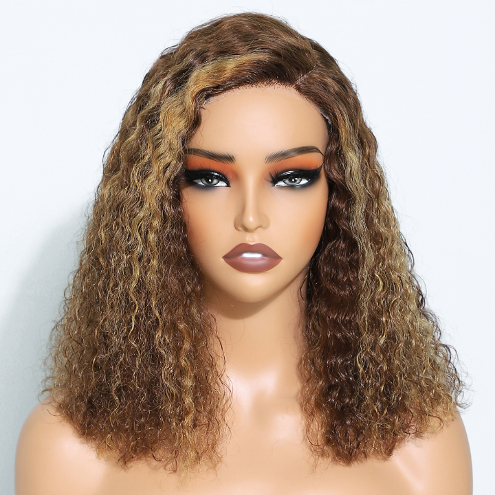 Flash Sale Highligh Blonde Glueless Afro Curly 13x4/7x5 Brazilian Curly Hair Short Bob Wigs-Amanda Hair