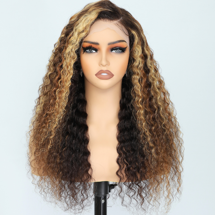Highlight Blonde Human Hair Water Wave 13x4/7x5 HD Lace Front Wig-Amanda Hair