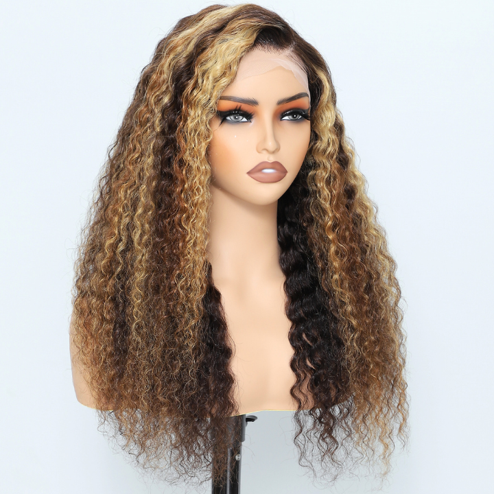 Highlight Blonde Human Hair Water Wave 13x4/7x5 HD Lace Front Wig-Amanda Hair