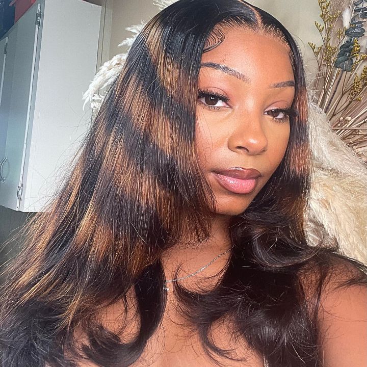 FLASH SALE $99 Tiger Print Hottest Long Highlight Brown Zebra Stripe Straight Human Hair Glueless Lace Front Wigs Patches Color Wig- Amanda Hair