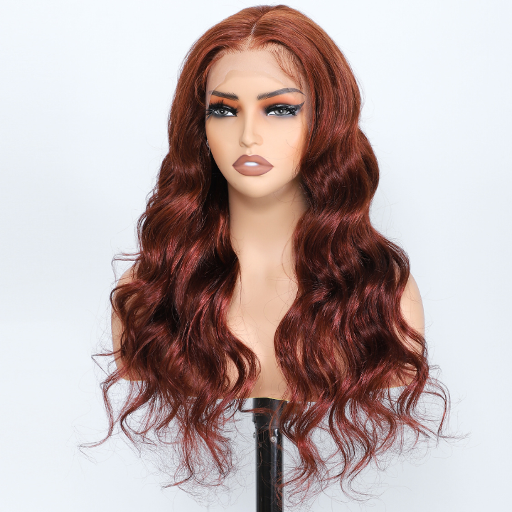Pièce d'argent de cheveux humains Highlight Blonde Body Wave Lace Front Color Wigs Highlight 1B / 2713x4 HD Dentelle frontale Perruque de cheveux humains-Amanda Hair