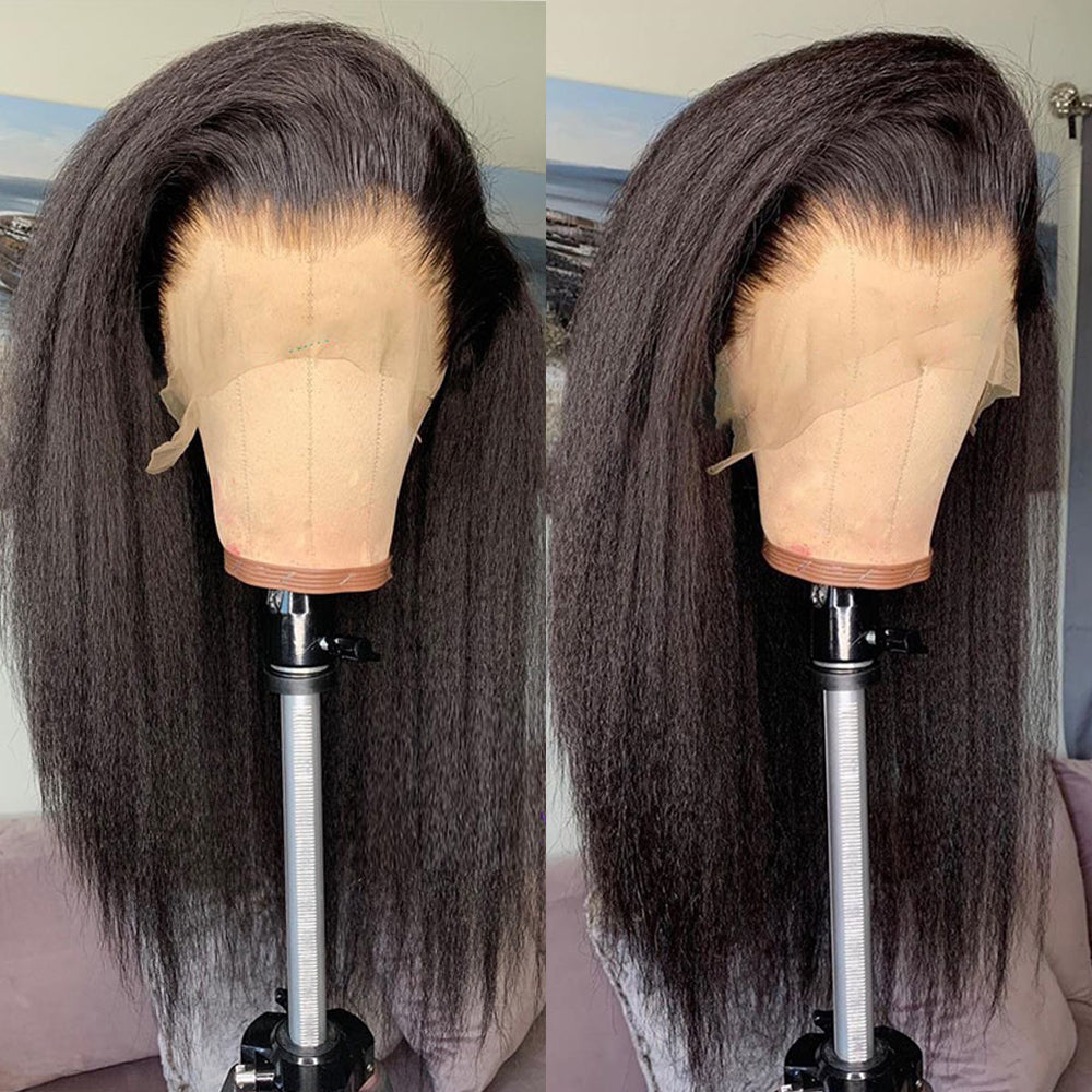 Kinky Straight 13x4 HD Transparent Lace Front Wigs