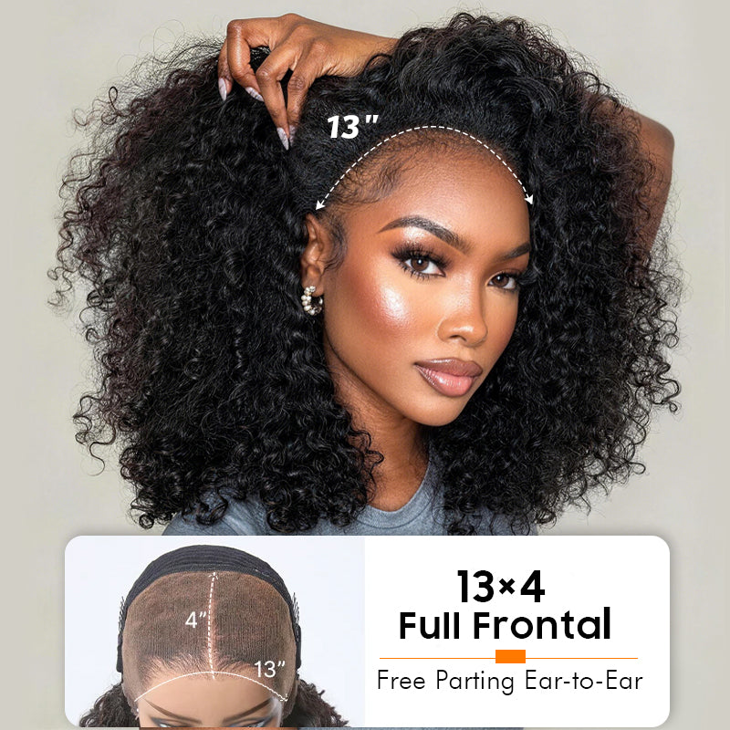 MaxPre 13x4 Glueless Thick Fluffy Afro Curly Human Hair Bob Wigs Invisible Lace Wig For Women - Amanda Hair
