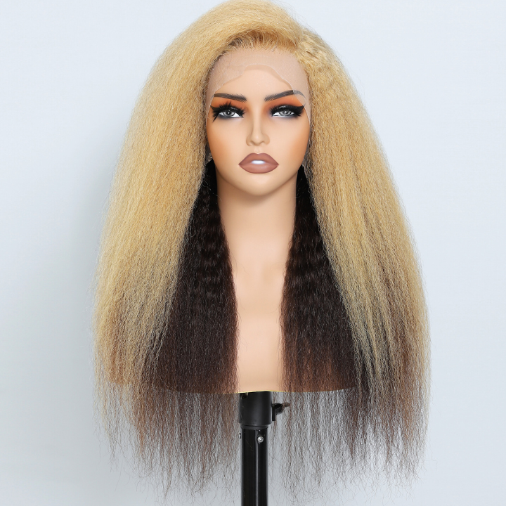 Ombre Bolnde Human Hair Kinky Straight 13x4/7x5 HD Lace Front Wig-Amanda Hair