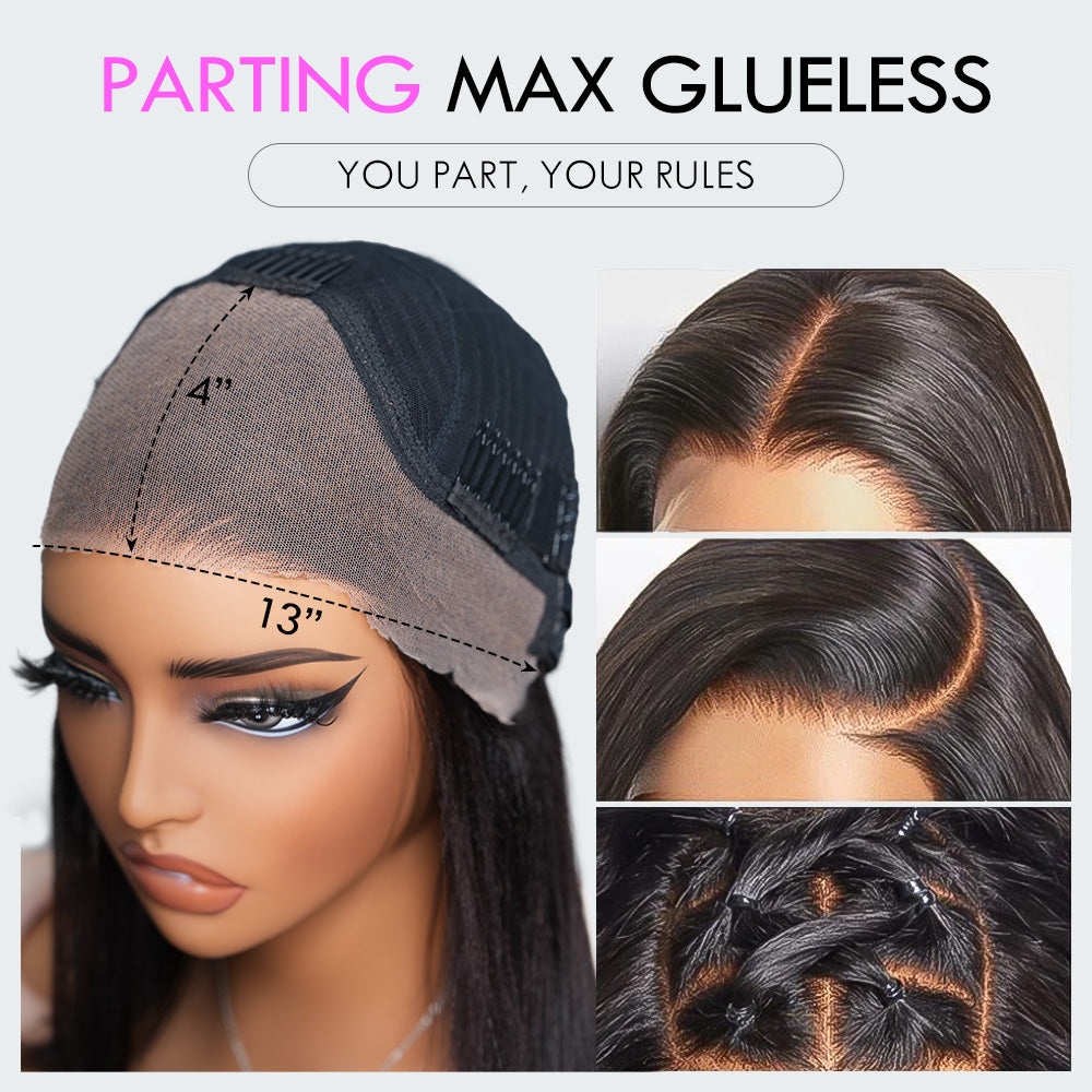 Glueless Loose Wave Lace Front Wigs with Curtain Bangs Clear Transparent HD Lace Nature Wave Wig Flash Sale-Amanda Hair